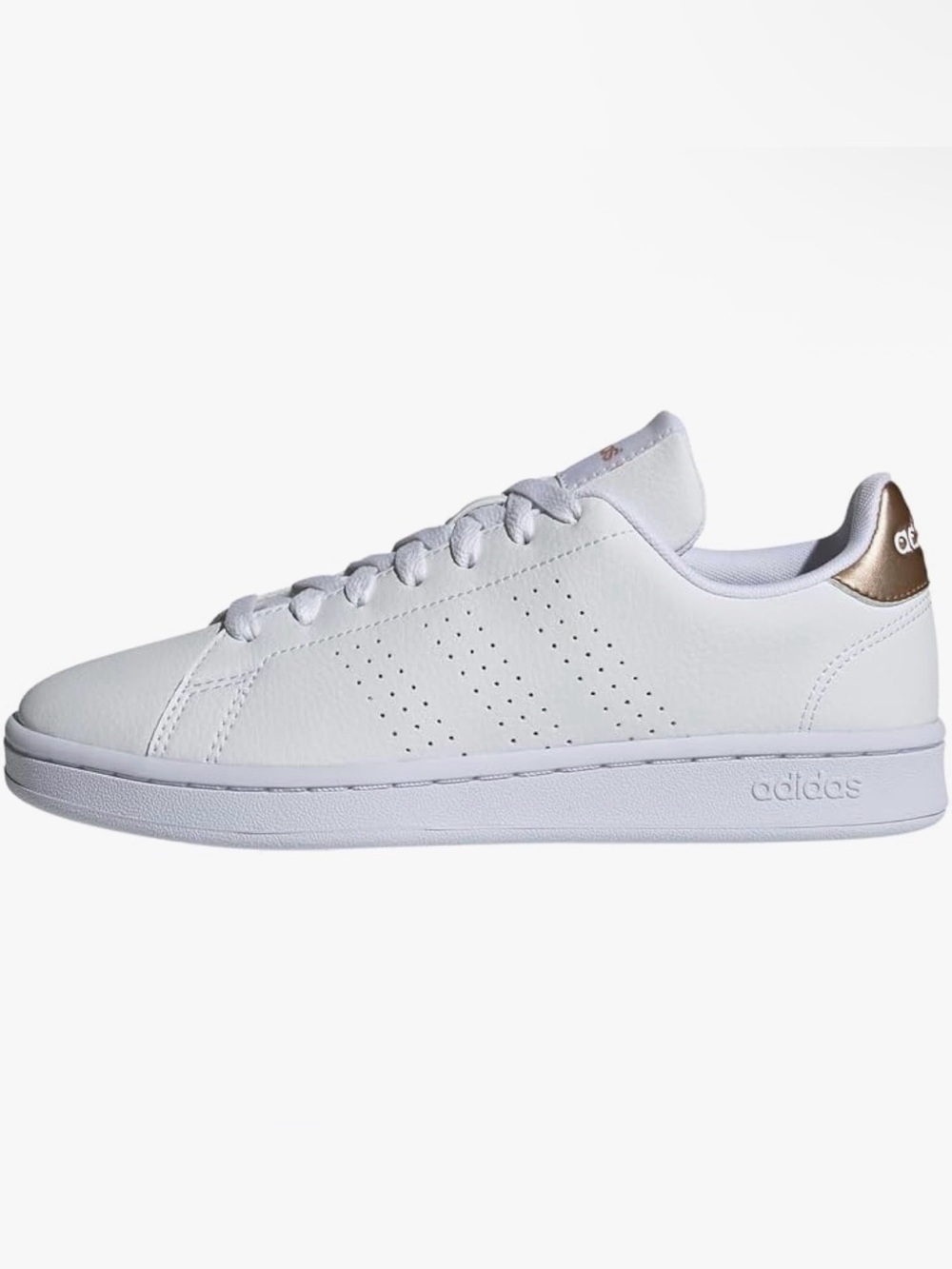Adidas Advantage Women’s Sneakers Tennis Shoes – White/Copper Metallic – Size 7